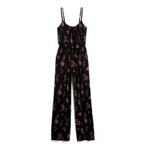 Kaileigh - Black Floral Wide Leg Jumpsuit – Small